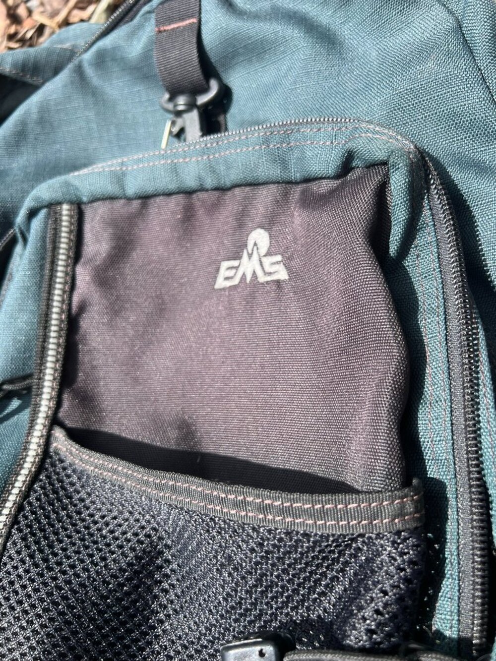 EMS Boulderado mid sized backpack Nylon multi pockets 2 water bottle holders